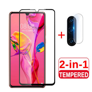 2 in 1 protective glass and camera back cover for huawei p30 lite